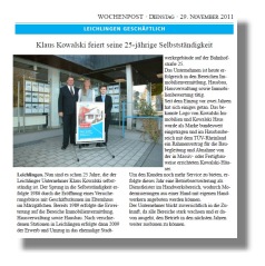 25-Jahre-selbststänig-Klaus Kowalski-29-11-2011 Zeitung Wochenpost-kl