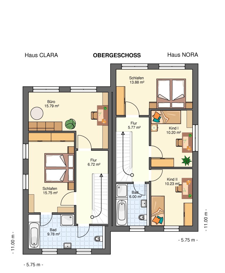 Kowalski-Haus-Clara-Nora135 Grundriss Obergeschoss