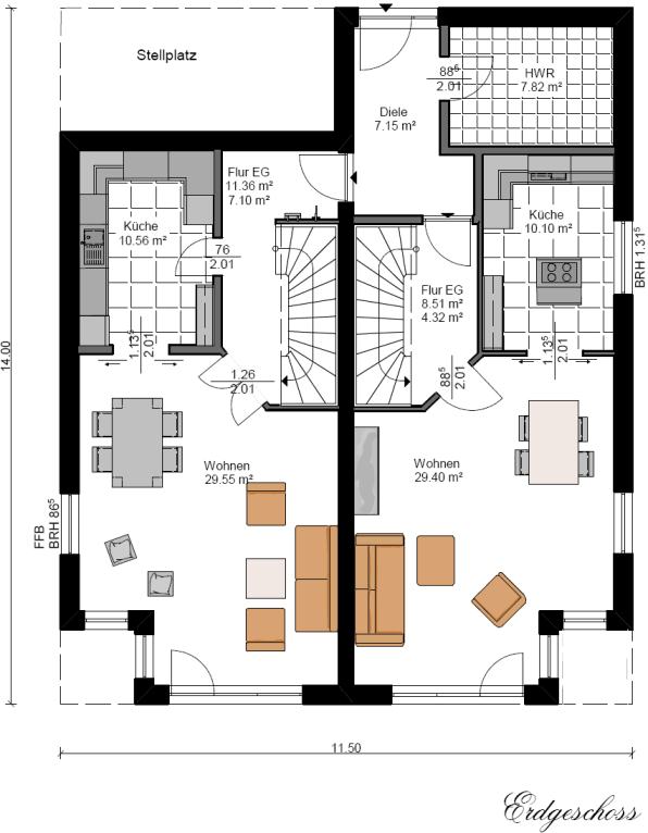 Kowalski Haus Doppelhaushlfte Isabell 164 Grundriss Erdgeschoss