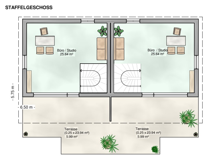 Kowalski Haus Doppelhaushlfte Lana-Minerva Grundriss Staffelgeschoss2