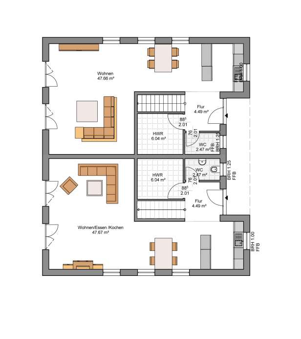 Kowalski Haus Doppelhaushlfte Leo-Nardo 125  Grundriss EG