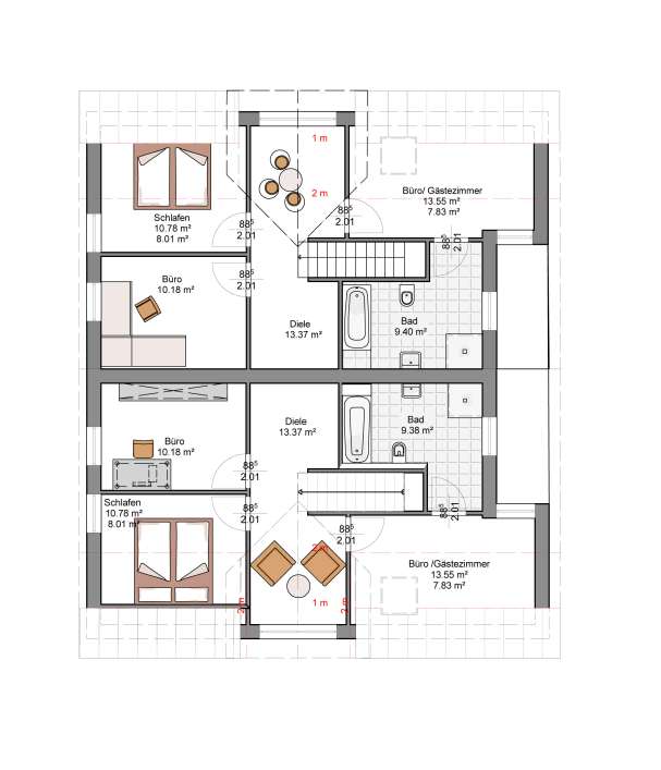 Kowalski Haus Doppelhaushlfte Leo-Nardo 125  Grundriss OG