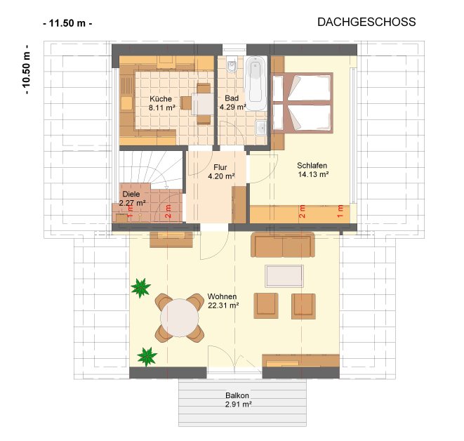 Kowalski Haus Dreifamilienhaus Fortuna 233 Dachgeschoss