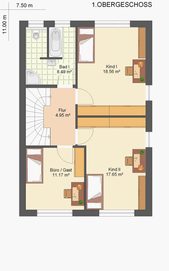 Kowalski Haus Kamila 196 Grundriss - Obergeschoss1