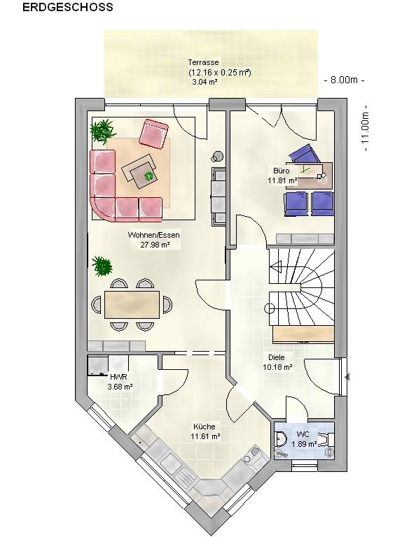 Kowalski Haus Kettenhaus Bianca 127 Grundriss Erdgeschoss