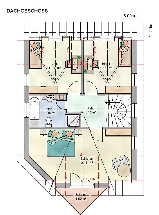 Kowalski Haus Kettenhaus Bianca 127 Grundriss Obergeschoss