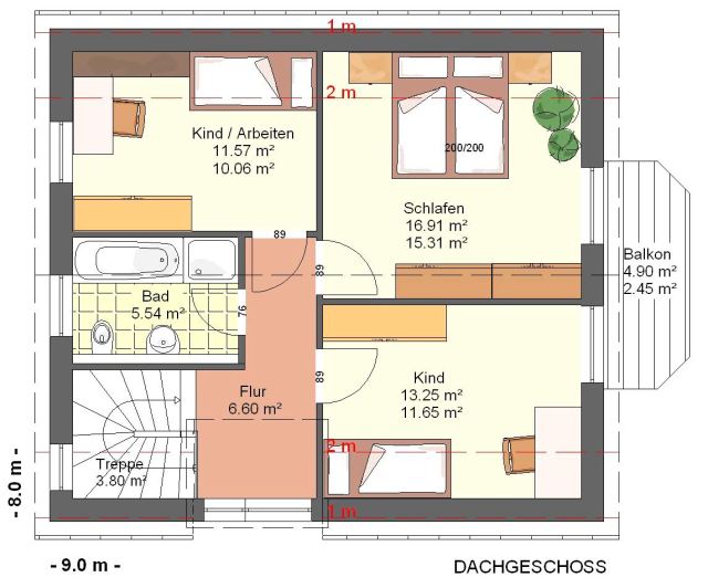 Kowalski Haus Kim Grundriss Obergeschoss