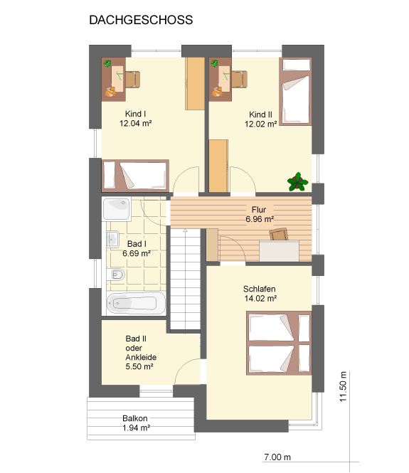 Kowalski Haus Medina 123 Grundriss Dachgeschoss