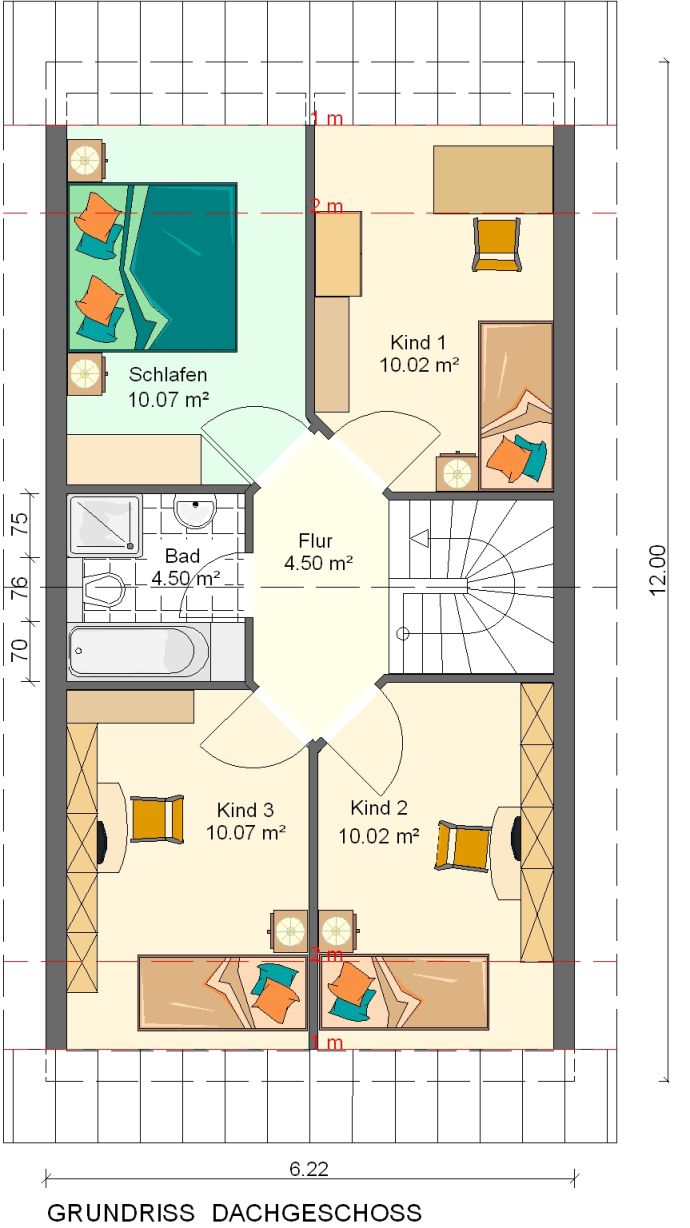 Kowalski Haus Reihenhaus Alessa 217 Grundriss Dachgeschoss