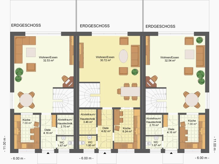 Kowalski Haus Reihenhaus Maya 159 Grundriss Erdgeschoss