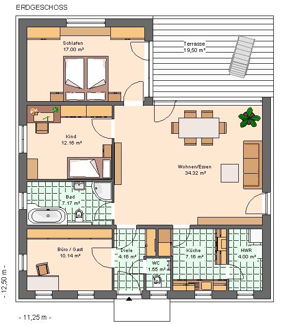 Kowalski Haus WinkelbungalowTais 120 Grundriss