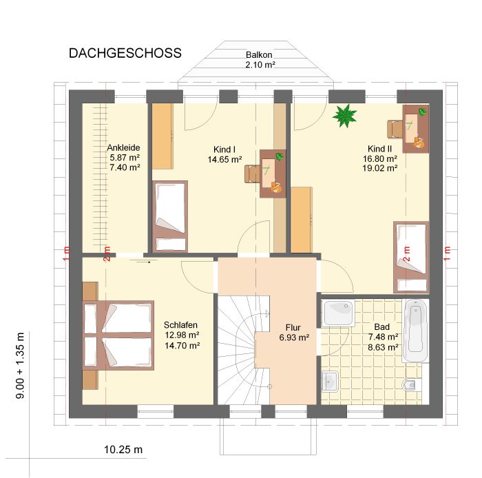 Kowalski Haus Yana 185 Grundriss Dachgeschoss