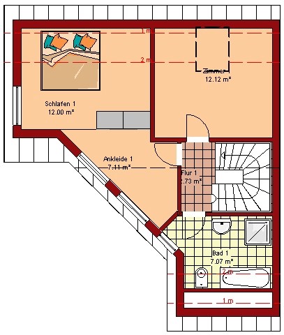 Kowalski Hausbau Winkel - Doppelhaushlfte Grundriss Dachgeschoss