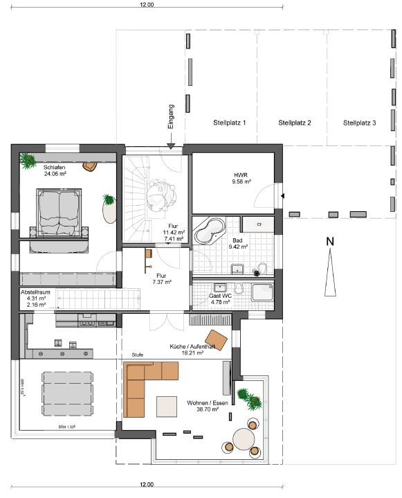 Kowalski Mehrfamilienhaus Ina 290 Grundriss Erdgeschoss