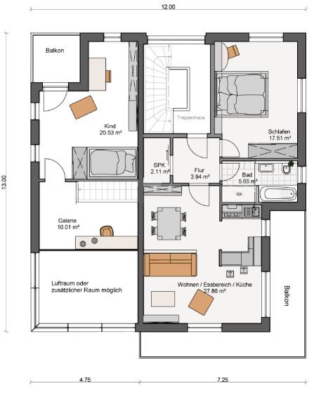 Kowalski Mehrfamilienhaus Ina 290 Grundriss Obergeschoss